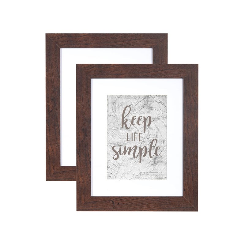kennethan 2 Pcs Dark Brown Frame Set - 8x10 or 5x7 Picture with Mat or Without Mat on the Wall - Image 1